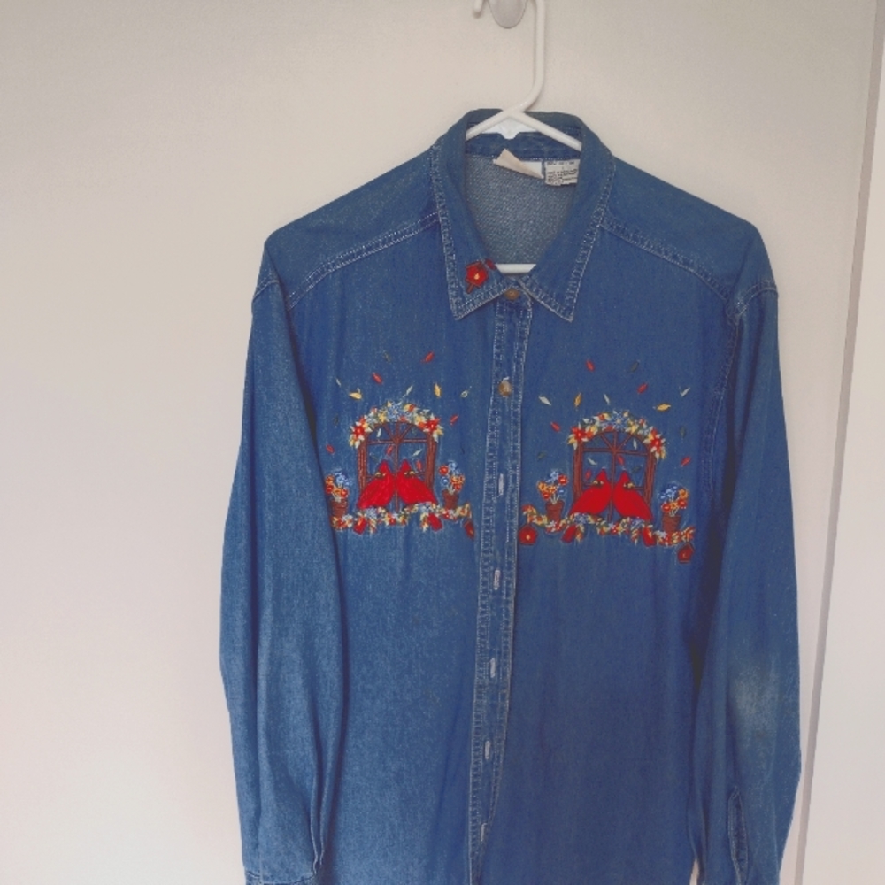 Vintage Denim shirt Bird Lovers